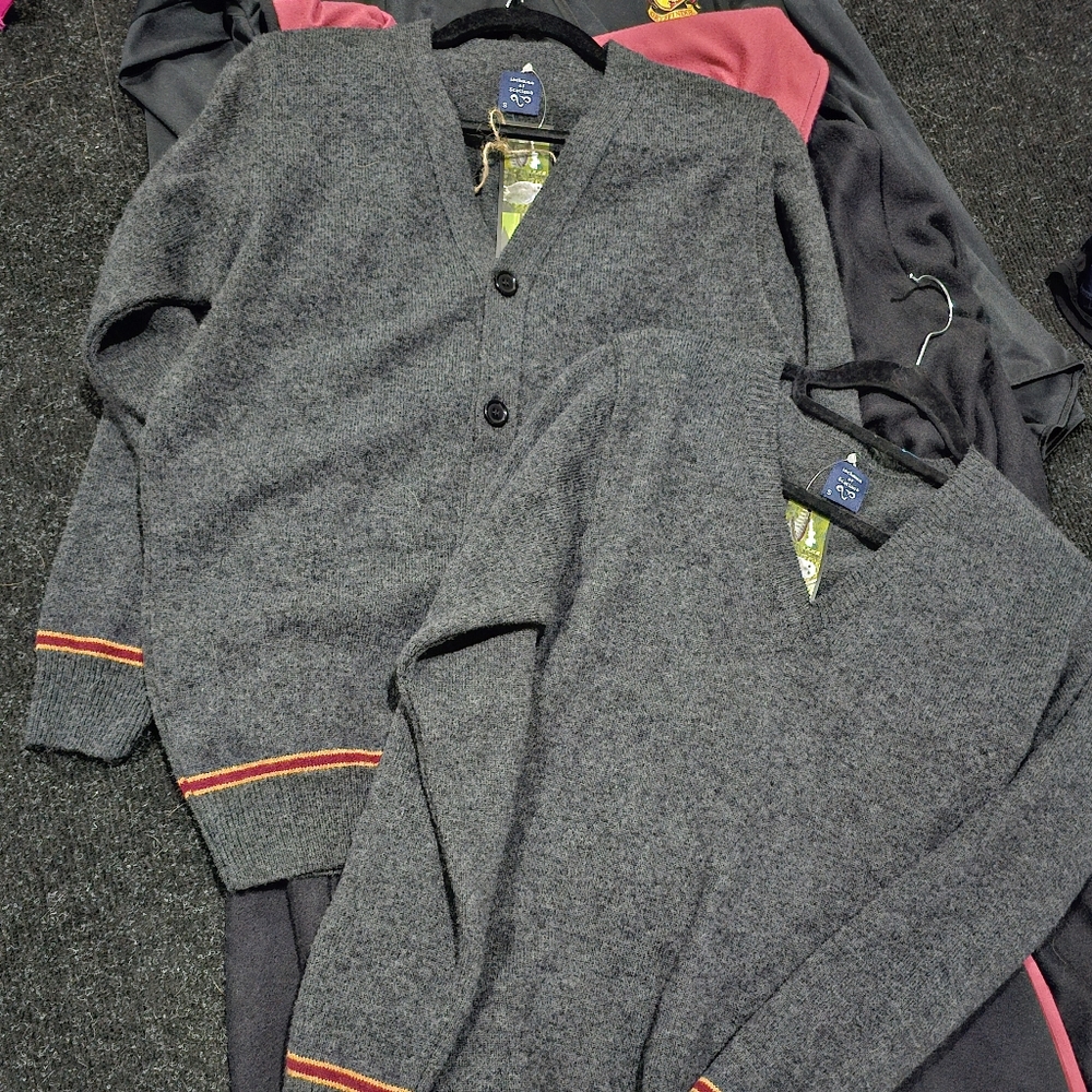 Gray Men's Sweater with Red Accents